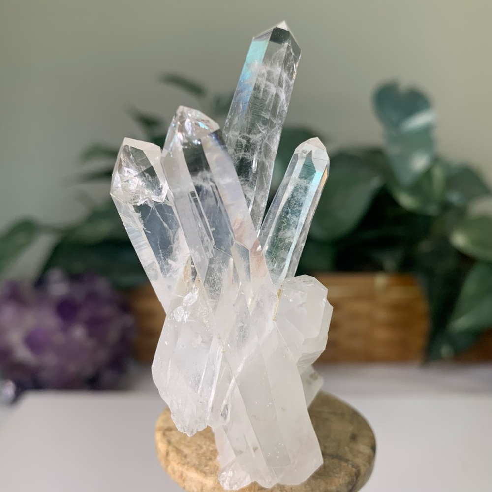Clear Quartz Crystal Cluster Raw Terminated Transparent Points High Clarity 60g